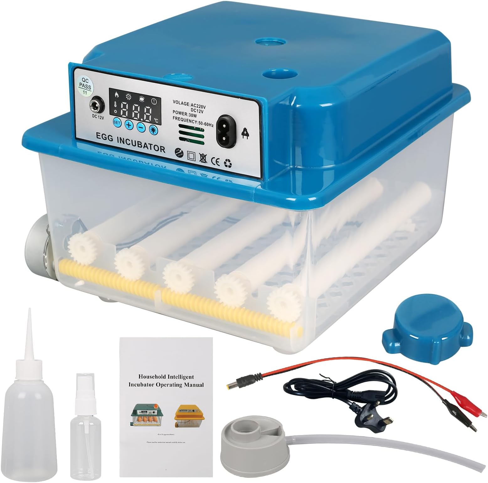 Egg Incubator, Brooder Chicken Poultry Hatcher, Automatic Turner Farm Incubator Brooding, Eggs Bird Quail Incubator Hatchery, Home Incubator Controller with Temperature Control for Hatching, (16 Eggs)