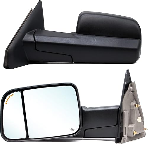 Estilo mejorado Espejos de remolque aptos para Dodge Ram 1500 2002-2008, Ram 2500 3500 2003-2009 con señal de flecha calentada eléctrica en lámpara