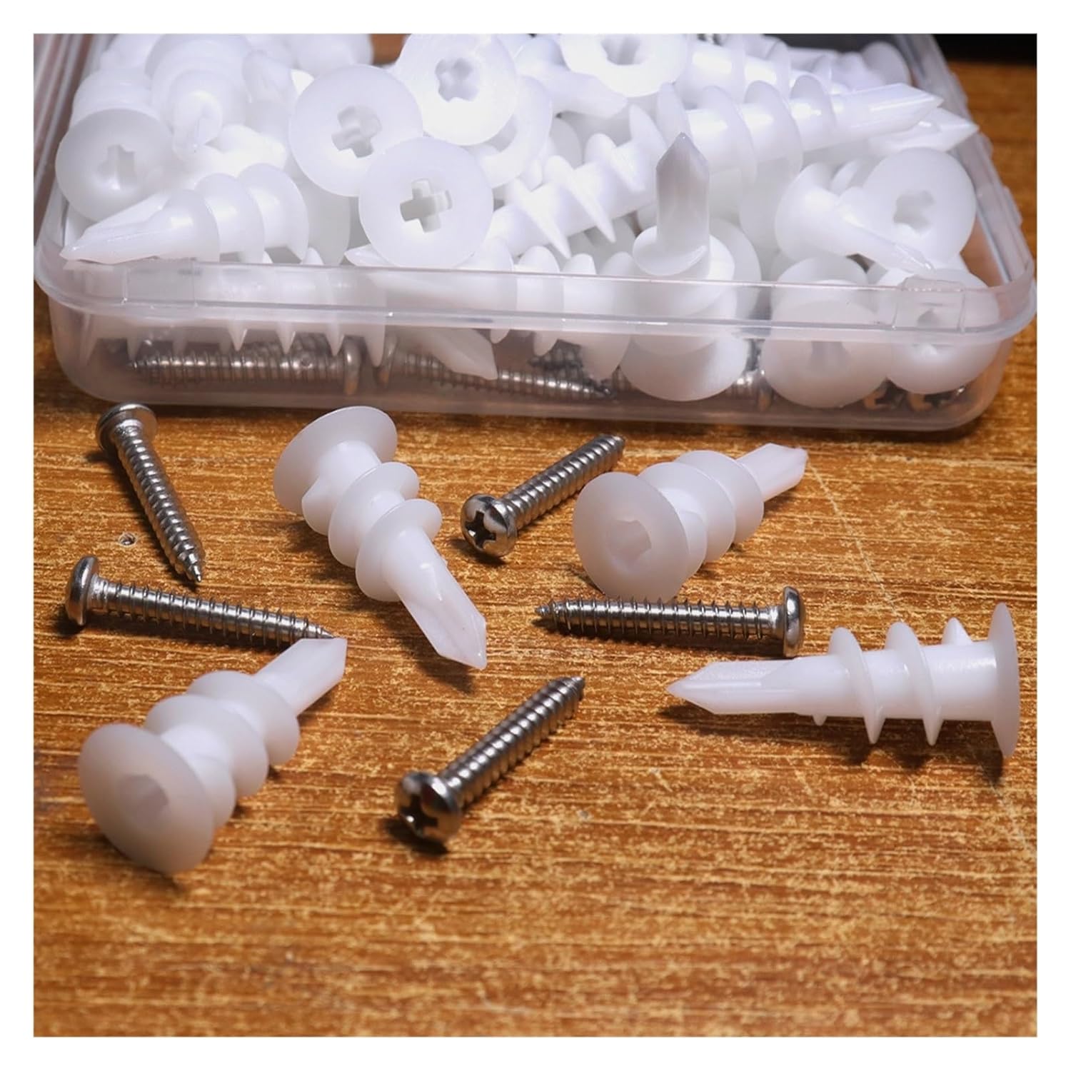 50 Pieces White Self Drilling Anchors with Screws Kit Gypsum Board and Assortment(10x33)
