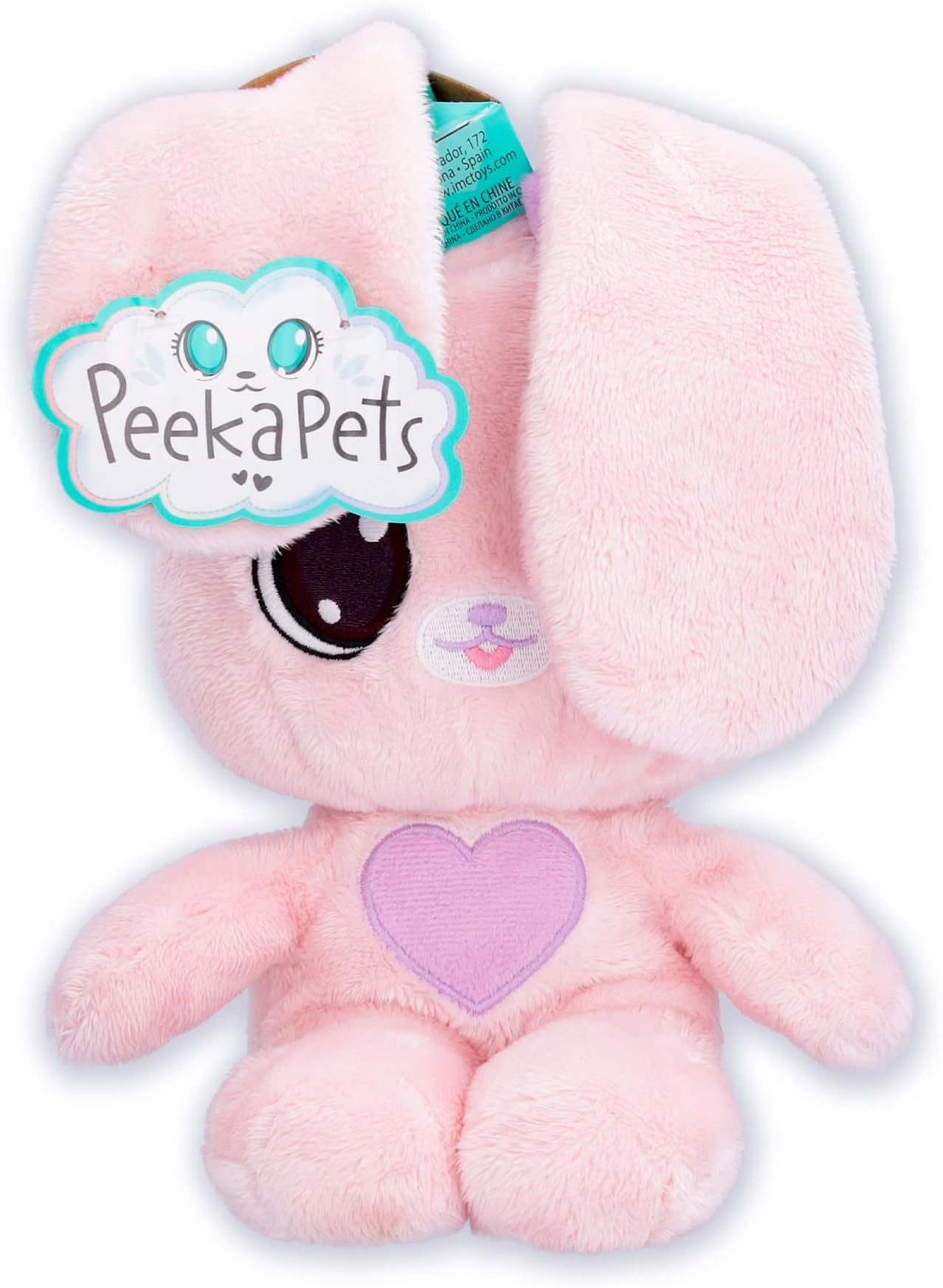 IMC Toys Peekapets Peek-A-Boo- Bunny Pink Plush - Stuffed Animal, Plush Doll - Great Gift for Kids Ages 1-3