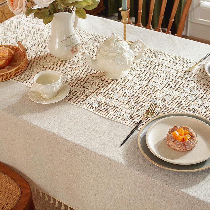 Tovaglia Rettangolare in Tessuto di Pizzo Macrame Tovaglie da Cucina Ricamate per Matrimoni per Eleganti Tavoli da Pranzo Lunghi per Le VacanzeWhite 2 150 * 220cm