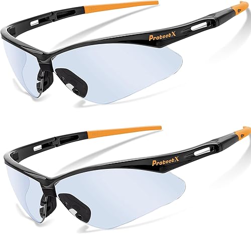 ProtectX Safety Glasses for Men & Women, Safety Sunglasses with Anti-Fog Scratch Resistant Lenses, Non-Slip Grips, ANSI Z87.1