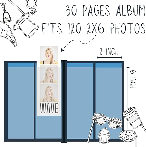Miniatura 8 de Álbum de fotos de cabina de fotos, para bodas o fiestas, con capacidad para 120 tiras de fotos de 2 x 6 pulgadas, deslizables (2 x 6, lavanda, 1)