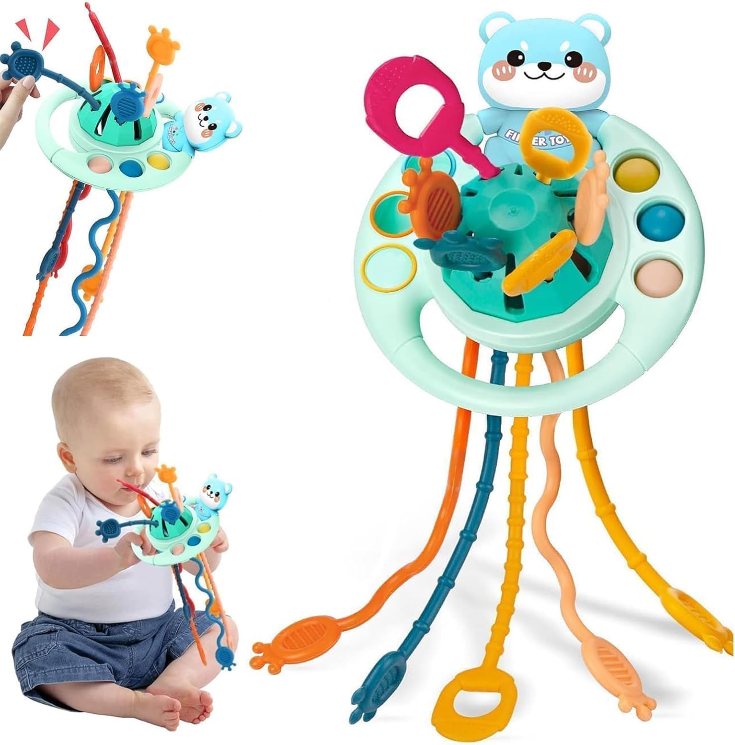 STOFFIER GARTEN Baby Montessori Toys, Baby's Sensory Toy, Food Grade Silicone Pull String Activity Toy, Baby Travel Toy and Teething Press Ball Feeding Bottle Toy for 1-3 Years Old-image-13