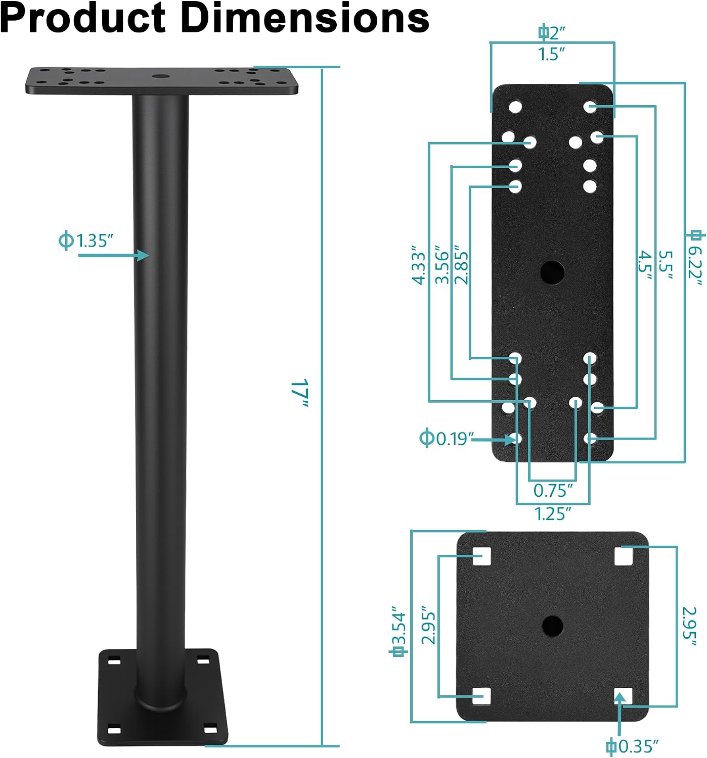 17.72" Tall Fish Finder Mount for Boat,Depth Finder/Chartplotters Mount,Compatible withGarmin,Lowrance, Humminbirdand More Fishfinder