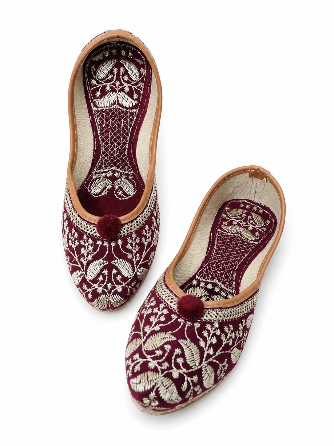 Maroon & Gold Embroidered Designer Jutti for Women | Traditional Ethnic Slip-On Footwear | Comfortable Casual, Festive & Shoes Embroidered Ethnic Jutti-image-47