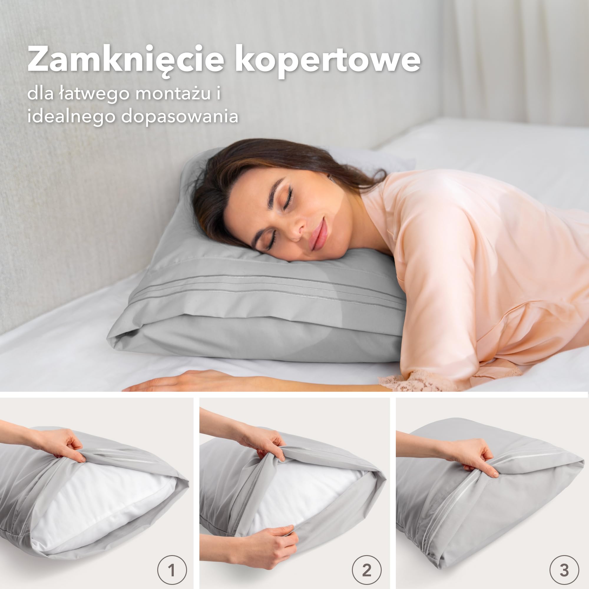 Dreamzie Poszewki na poduszki 60x60 Zestaw 2 sztuk ze szczotkowanej mikrofibry z certyfikatem Oeko-Tex - Miękka poszewka na poduszkę z haftowanymi wzorami - Szara