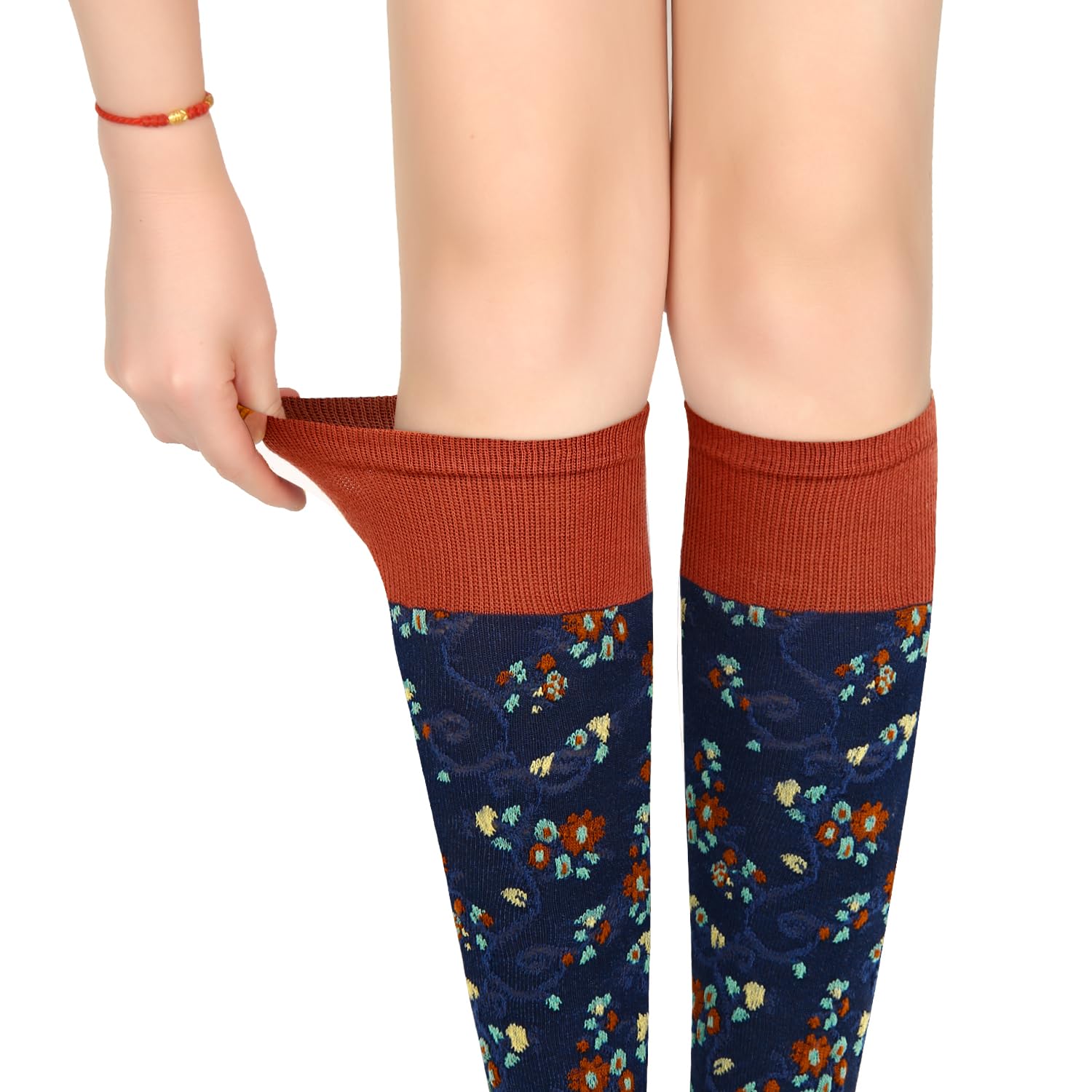 Benefeet Sox Calcetines hasta la rodilla para niñas, bonitos calcetines florales hasta la rodilla, coloridos y coloridos con estampado de flores kawaii, calcetines de algodón para regalo