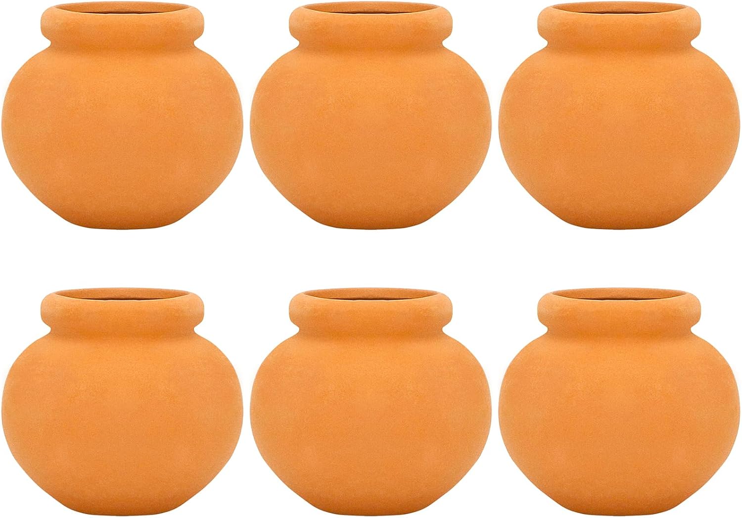 OneMiniWorld 6pcs Miniature Tiny Clay Pots - Red Pottery Flower Planters for DIY Dollhouse Garden Home Decor