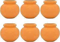 OneMiniWorld 6pcs Miniature Tiny Clay Pots - Red Pottery Flower Planters for DIY Dollhouse Garden Home Decor