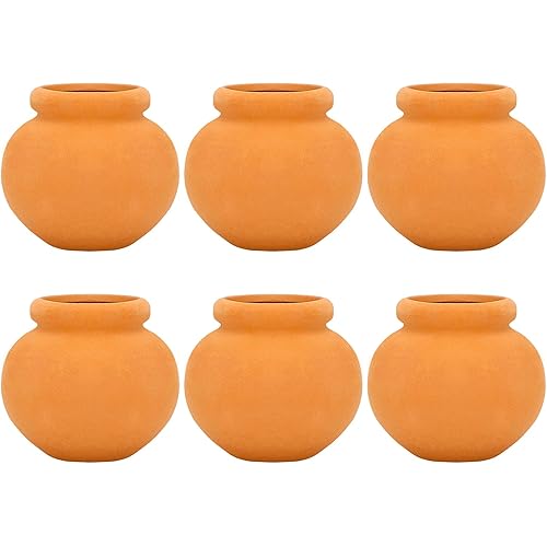 ONEST 6 Pieces Miniature Tiny Clay Pots Mini Flower Pottery Planter for DIY Garden Plants Office Home Decoration