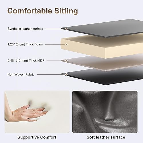 Miniatura 5 de ZHOOGE Otomana pequeña con almacenamiento, taburete de tocador de piel sintética, otomana de pies, taburete cuadrado de maquillaje para espacios