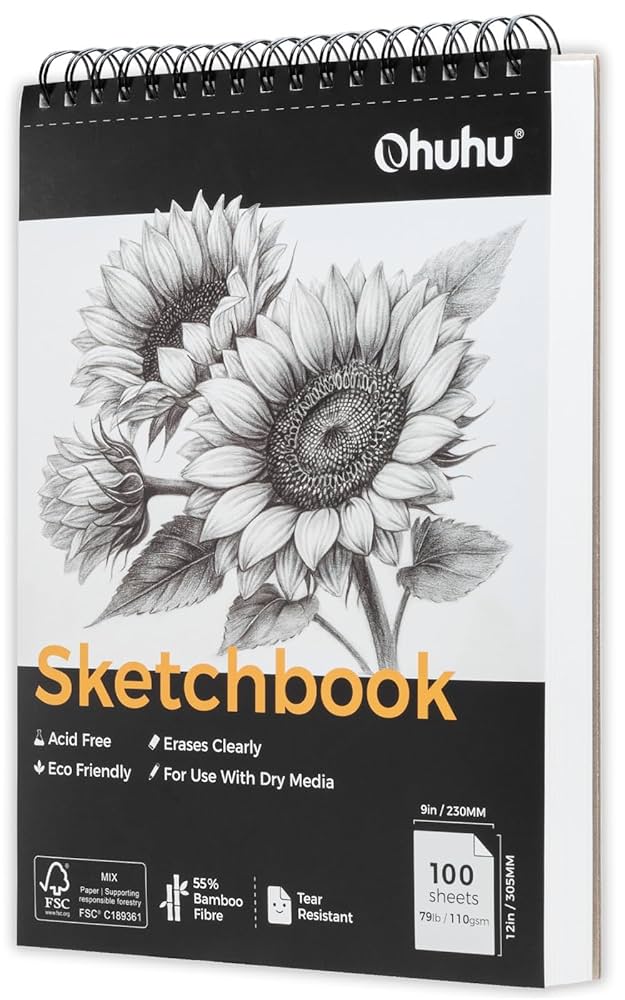 Amazon.com: Ohuhu 9x12 Tear-Resistant Sketch Book - Bamboo