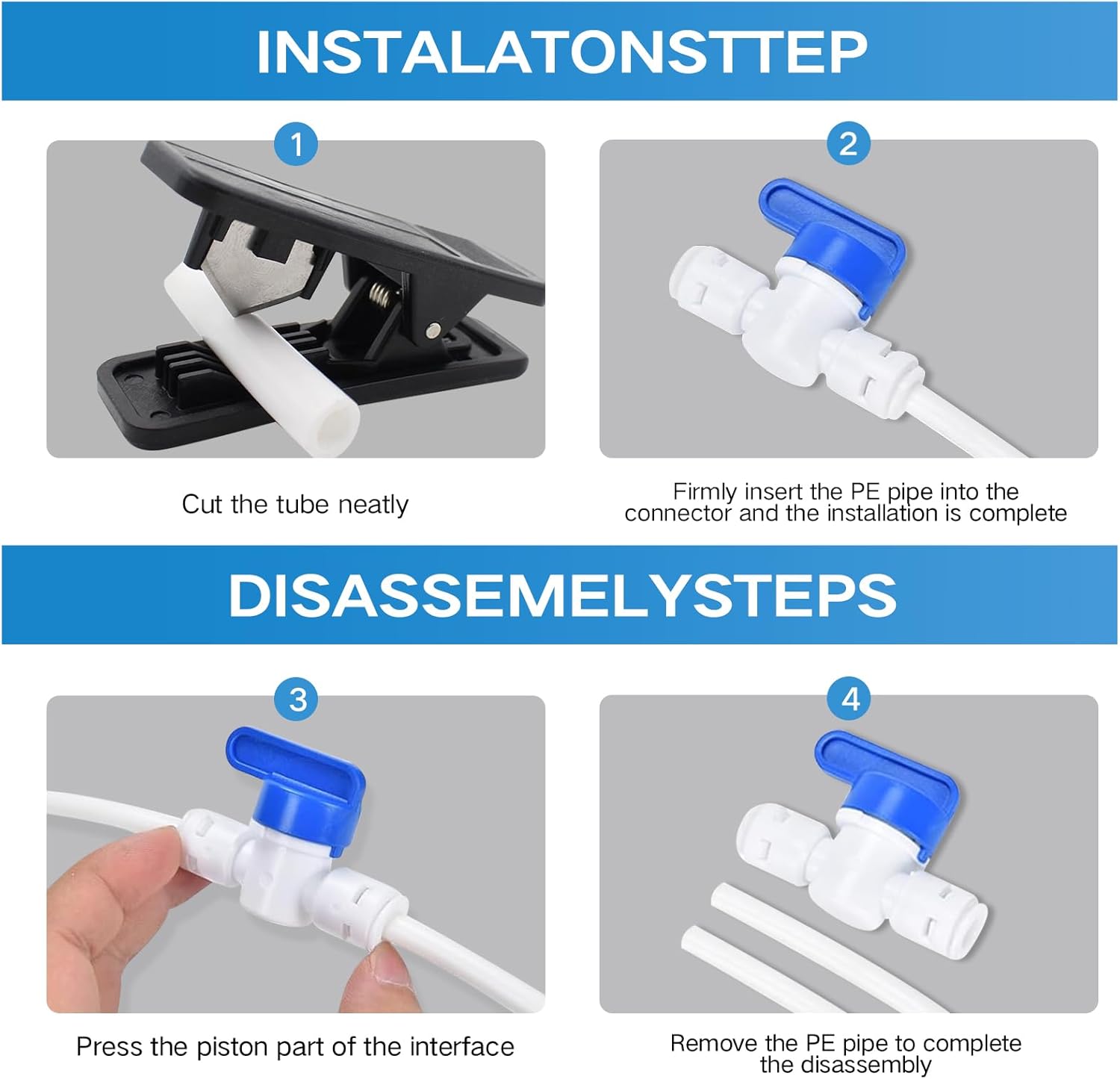 Refrigerator Water Line Kit, 1/4" OD Tubing with Quick Connect for Fridge Ice Maker RO Systems Water Filters Faucet 32.8FT