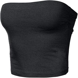 Women's Shapewear Tube Tops Strapless Ruched Built-in Shelf Bra Casual