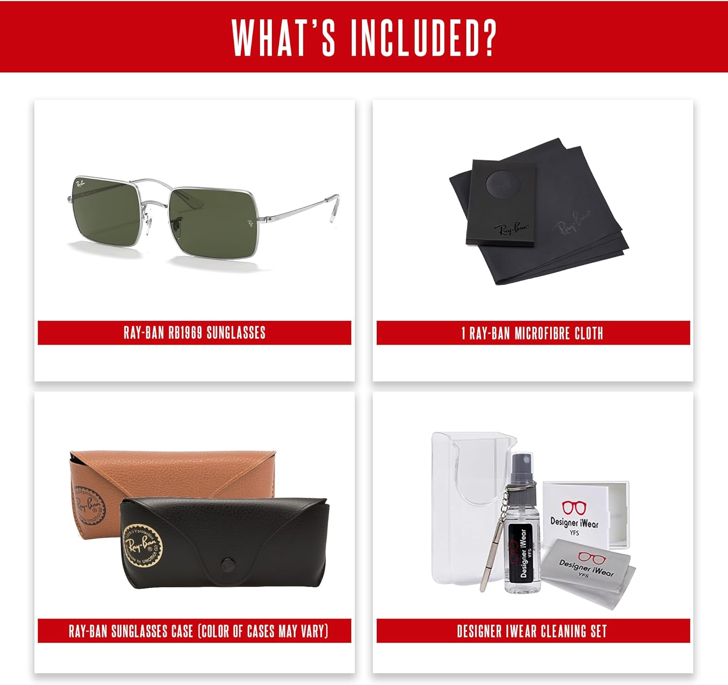 Ray-Ban RB1969 Rectangular Sunglasses for Men for Women +BUNDLE with ACCESSORY EYEWEAR KIT Silver / Green 54 Millimeters image 5 of 7 B0D5F7X54J