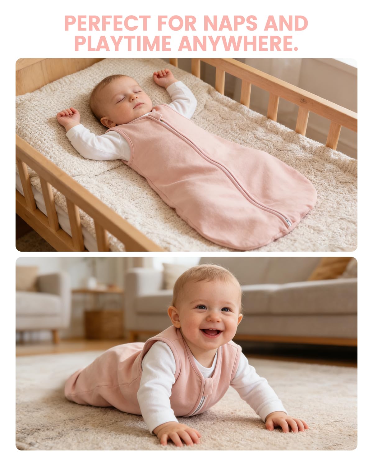 JiAmy Gigoteuse bébé Ete 0,5 1,0 1,5 Tog, Gigoteuse bebe de Coton Fille Garcon, Turbulette Ete, Chaud et Doux 0-24 Mois