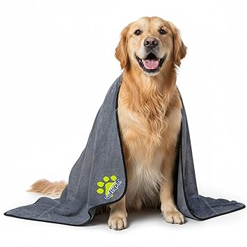 SOFTSPUN Microfiber Pet Towel 60x120 cms 1pcs 380gsm Grey! Ultra-Soft, Ultra-Absorbent for Drying Small & Medium Dogs & Cats of All Breeds Quickly.