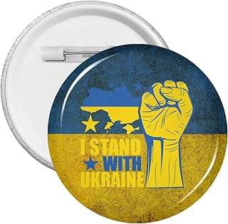 5 Pcs I Stand With Ukraine Pin Badges Round Pins Decor For Clothing Hat Accessories Small 1.2