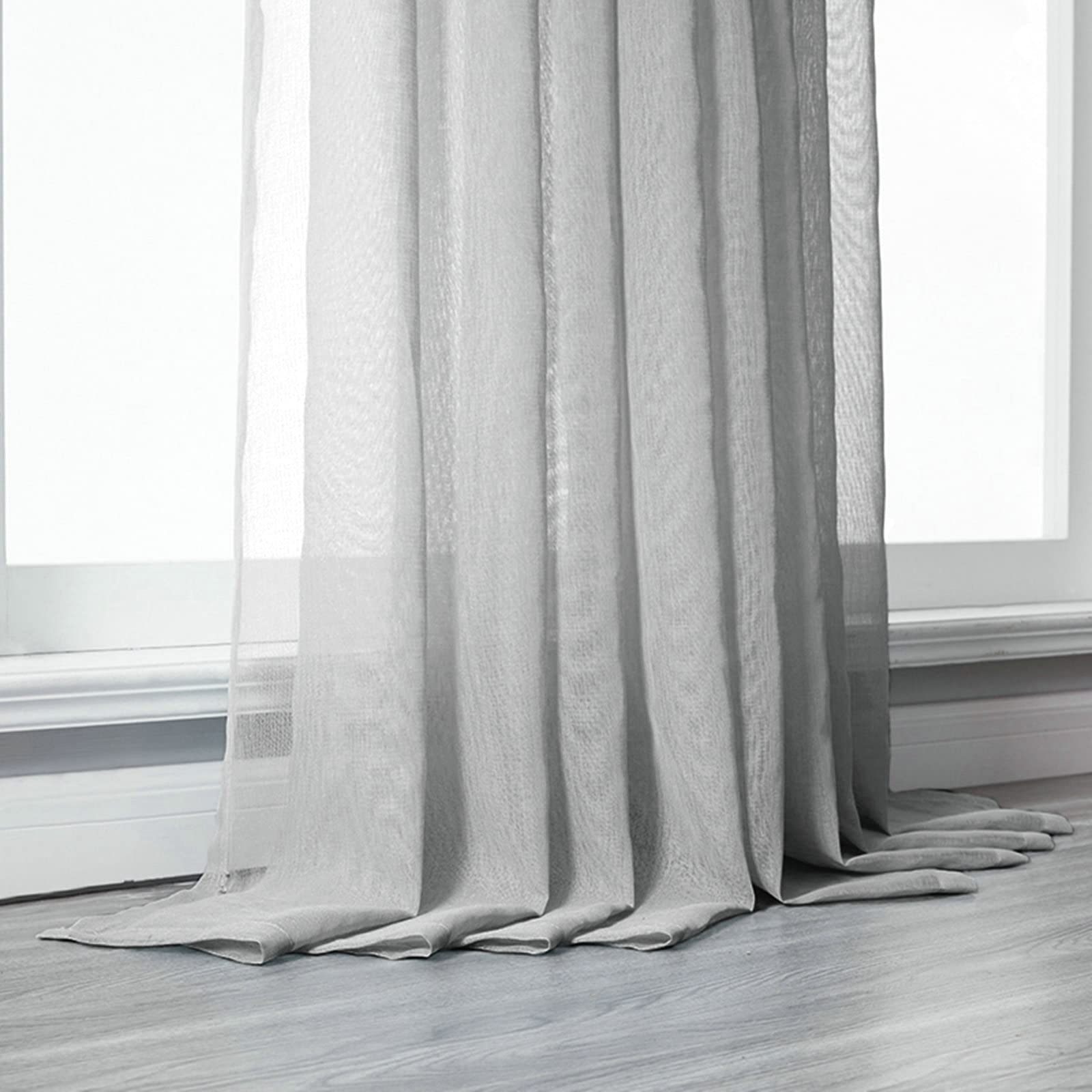 Gualiy Lot de 2 Rideau Moderne Salon, Rideaux Couleur Unie Rideau 132 x 214 cm Gris Rideaux pour Salon et Chambre