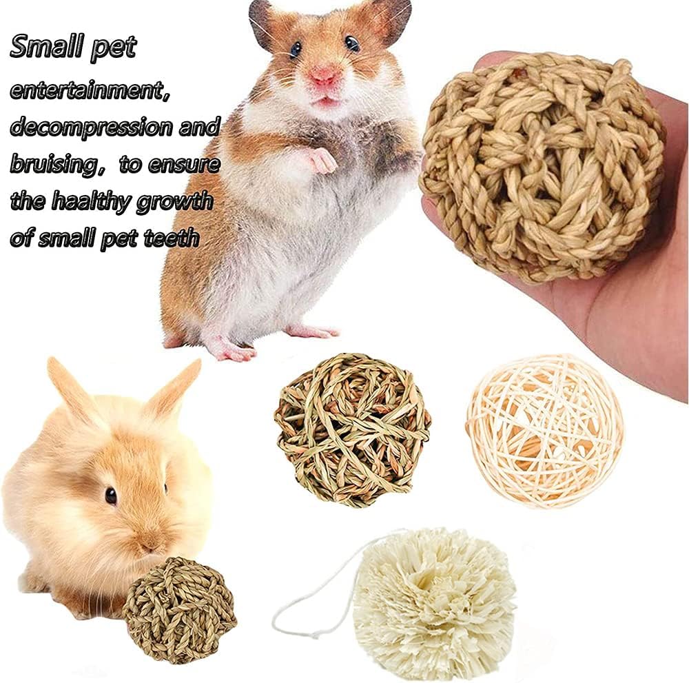16 juguetes de hámster para dientes, juguetes de conejillo de indias, bolas de juego de conejo, juguetes molares naturales para el cuidado de los dientes para hámster, conejo