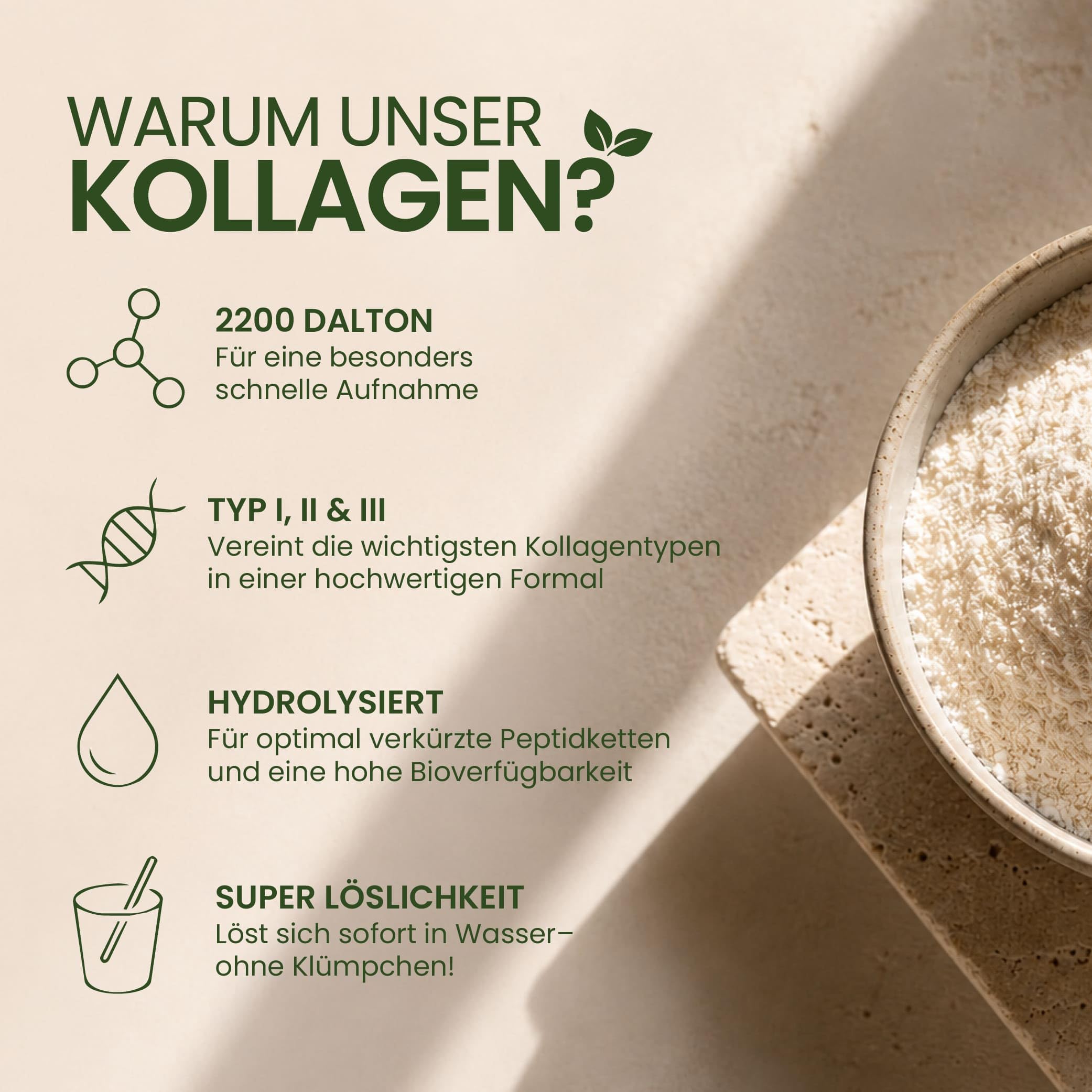 Kollagen Pulver 2 x 1 kg | Collagen Hydrolysat ohne Zusätze | geschmacksneutral | Eiweiß Pulver | Peptide Typ 1,2,3 Eiweiss 2 kg