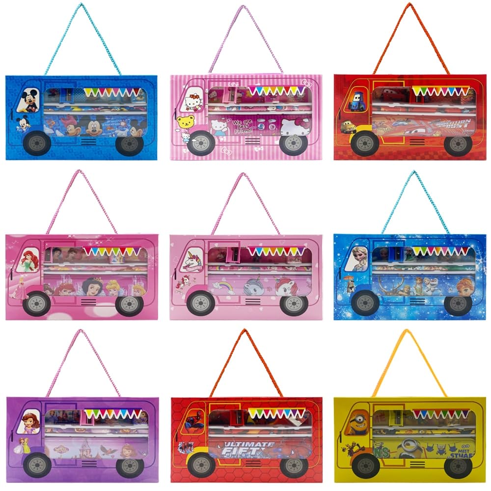 THE VOILA COMPANY Pencil Case Stationery Set For Kids | 5 in 1 Multicolor Pencil Box Set | Item - Pencil, Pencil Box, Sharpener, Eraser, Scale | Unique Birthday Party Return Gift For Kids | Pack Of 6 (B0D4J9DSHB) Amazon Price History, Amazon Price Tracker