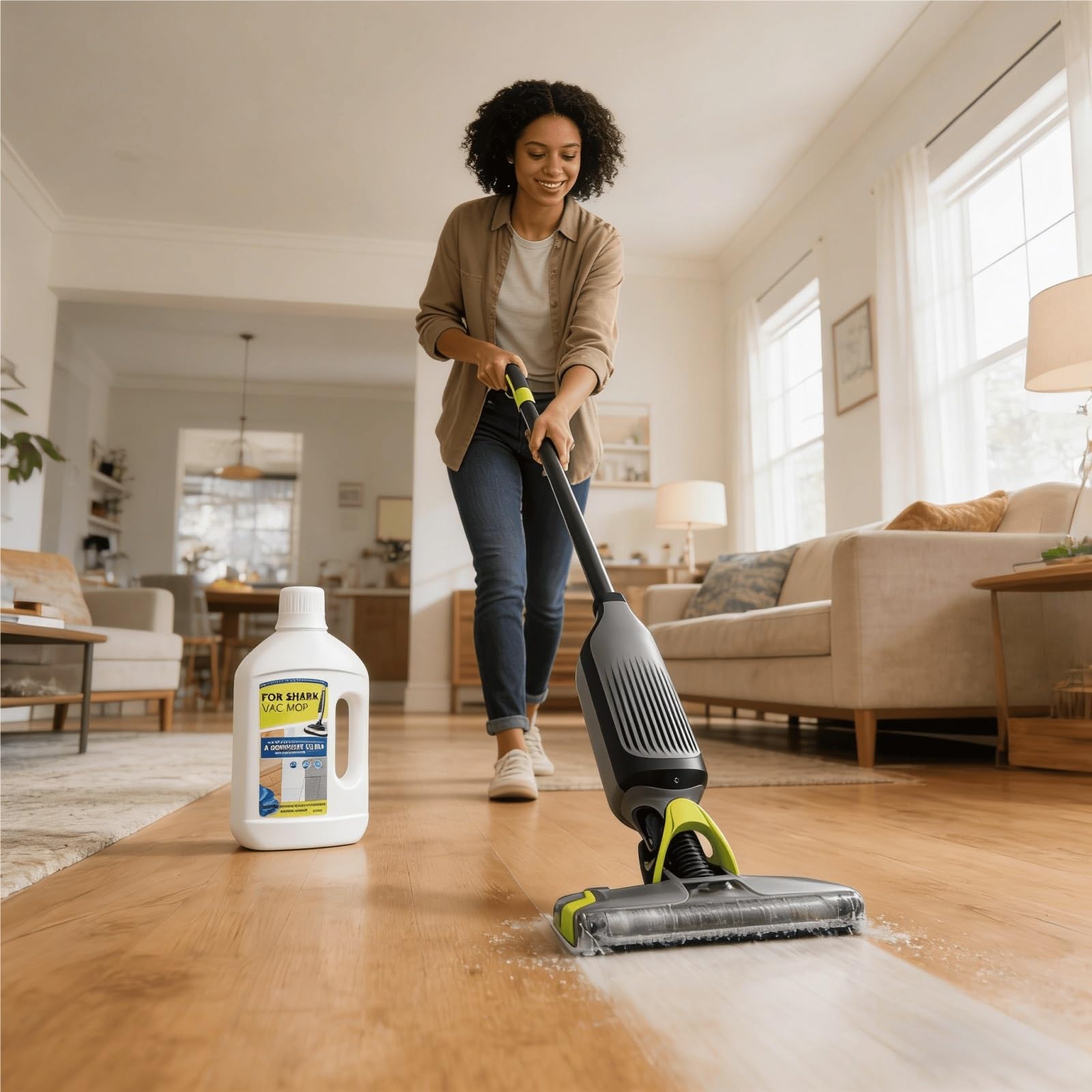 Compatible con Shark VACMOP VM252 Limpiador Sin Cable Limpiador Multisuperficies for Suelos 1L Solución de Limpieza for Madera Sellada Baldosas Laminato Fragancia Primaveral(2 bottle)