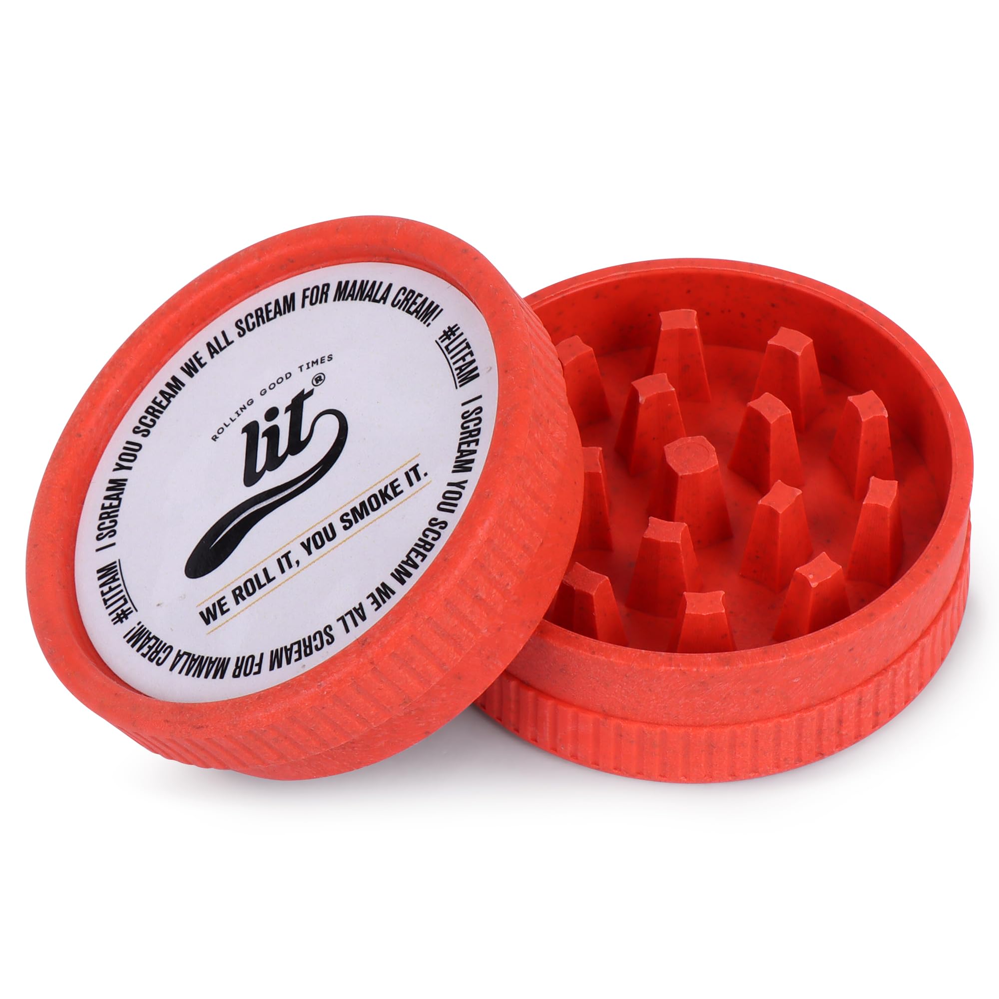 lit biodegradable herb grinder(red) - herb crusher | grinder large | litaf accessories (herb grinder | herb crusher 52 mm)