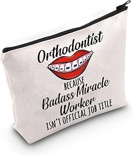 WZMPA Orthodontist Cosmetic Makeup Bag Dentist Orthodontist Gifts Badass Miracle Worker Isn't An Official Job Title Orthodontic Zipper Pouch Bag For Women Girls, Orthodontist, Fit