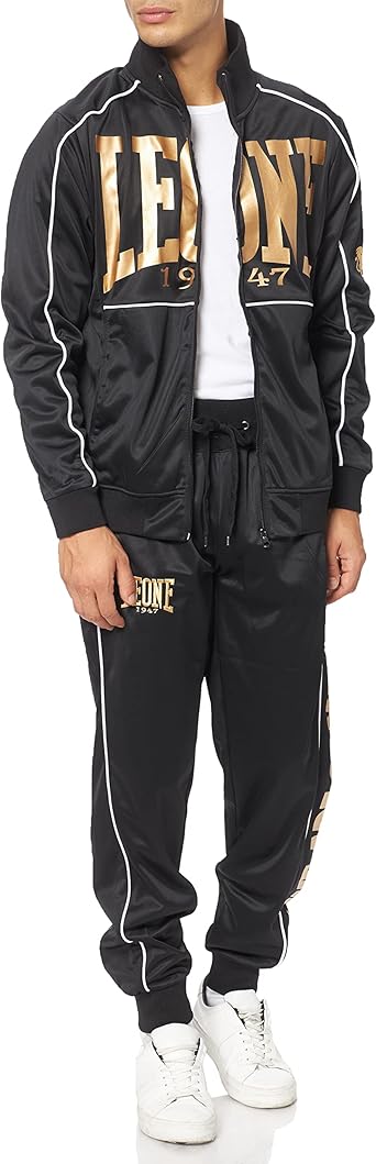 LEONE 1947 Set Paratibia Unisex M + Guantoni 10 Oz – Black Edition – Protezione Muay Thai E K1 – Pelle Sintetica