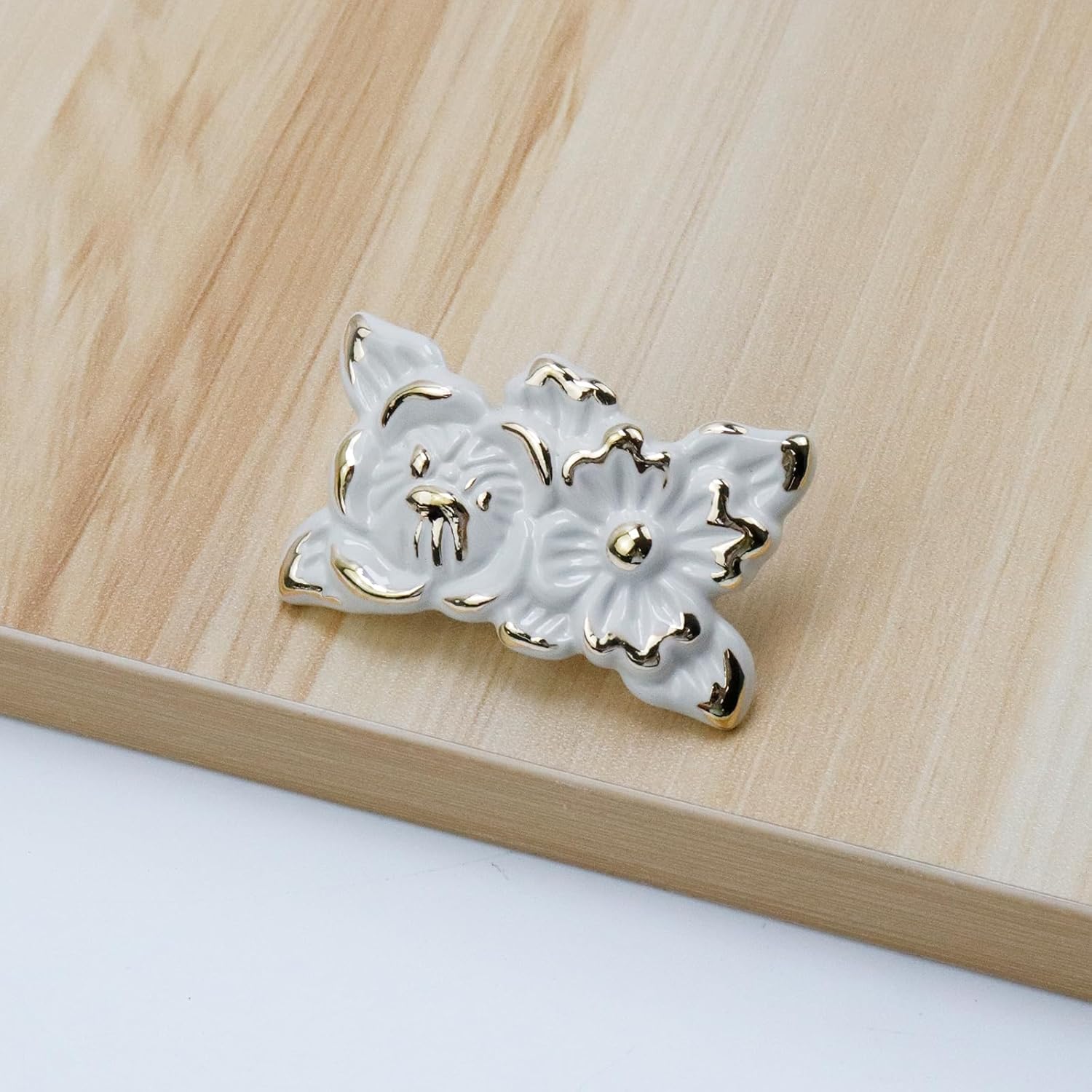 2Pcs Euro Rose Decorative Cabinet Knobs Handles Pulls Ivory Drawer Knobs Handles Pulls Vintage Kitchen Flower Drawer Dresser Vanity Nightstand Cupboard Wardrobe Pull Single Hole Knobs