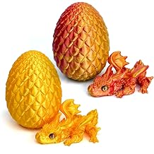 2pcs 4.3in 3D Printed Dragon Eggs with Wings,Flexible Articulated Crystal mini Dragon,Flying Fidget Bird with Eyes Surprise Mini Mystery Dragon Egg, for Home Office Decoration Gift Desk Decor