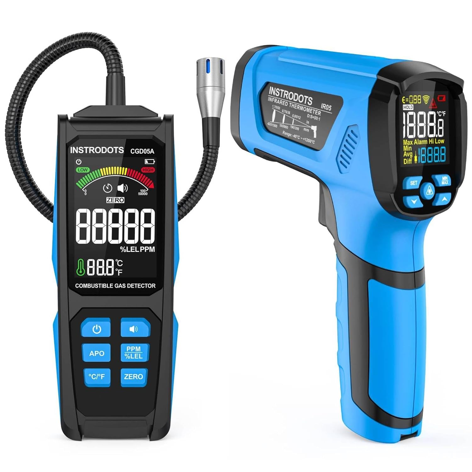 Infrared Thermometer Temperature Gun & Natural Gas Detector