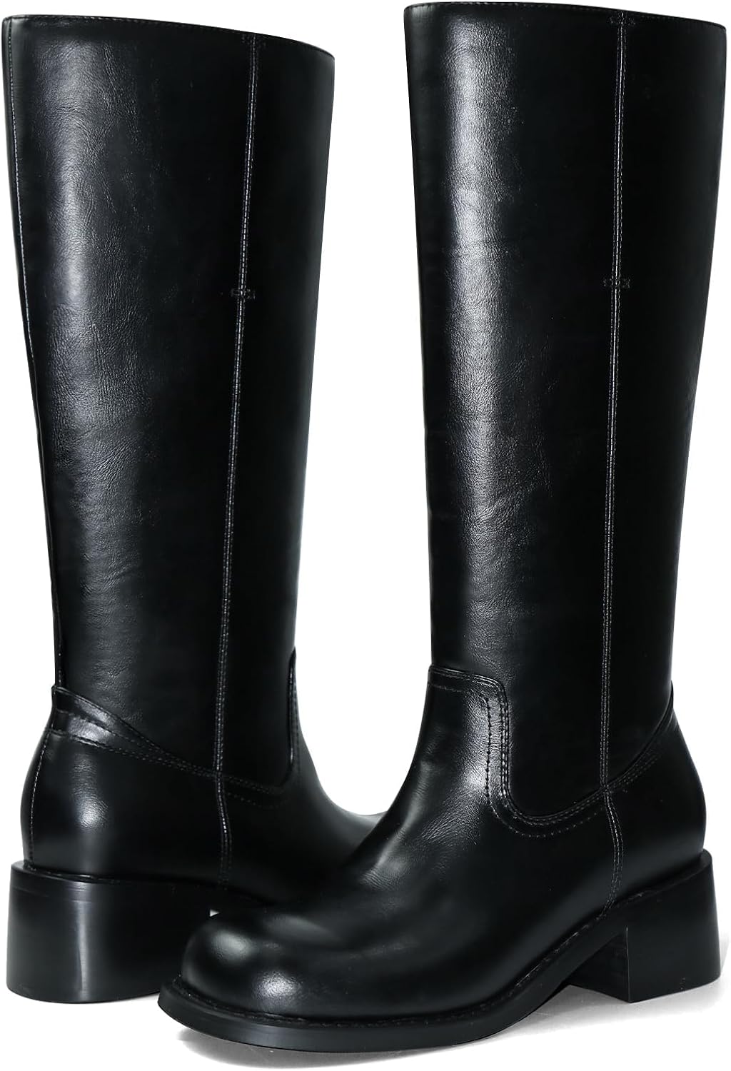 Women's Knee High Boots Square Toe Chunky Block Heel Long Boots for Women Comfortable Low Heel Womens Boots - Image 5