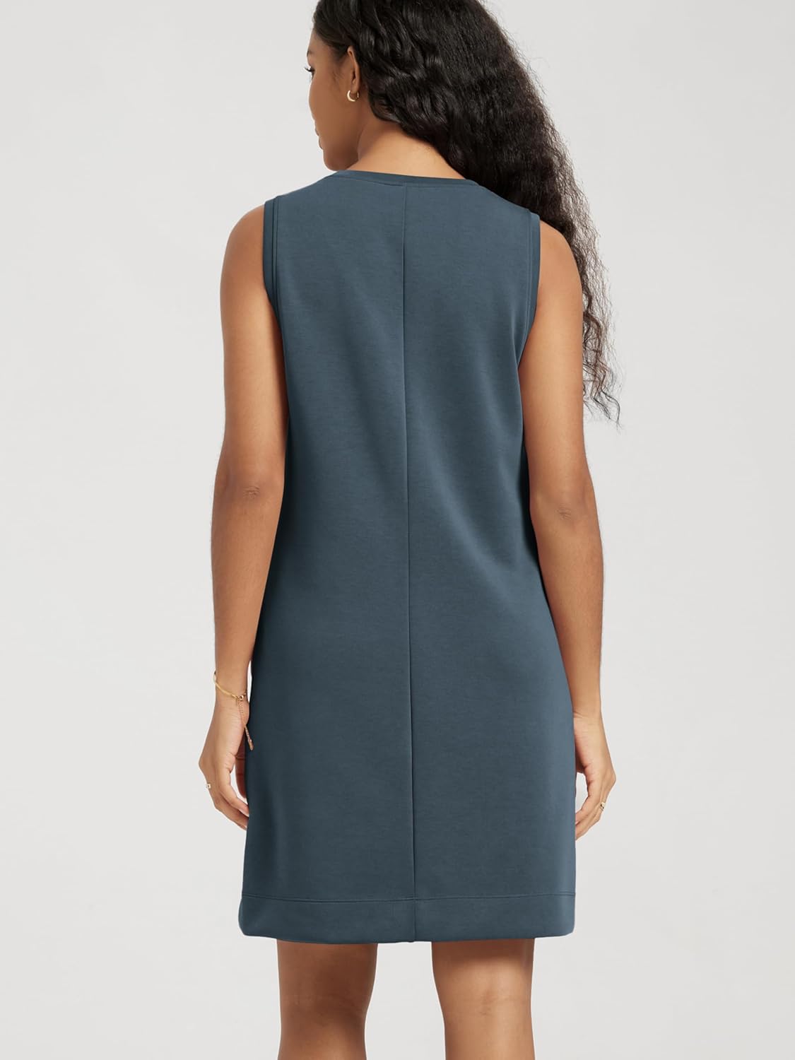 ODODOS Modal Soft V-Neck Tank Dress for Women Sleeveless Sundress Casual Relaxed Summer Dress with Pocket - Image 2