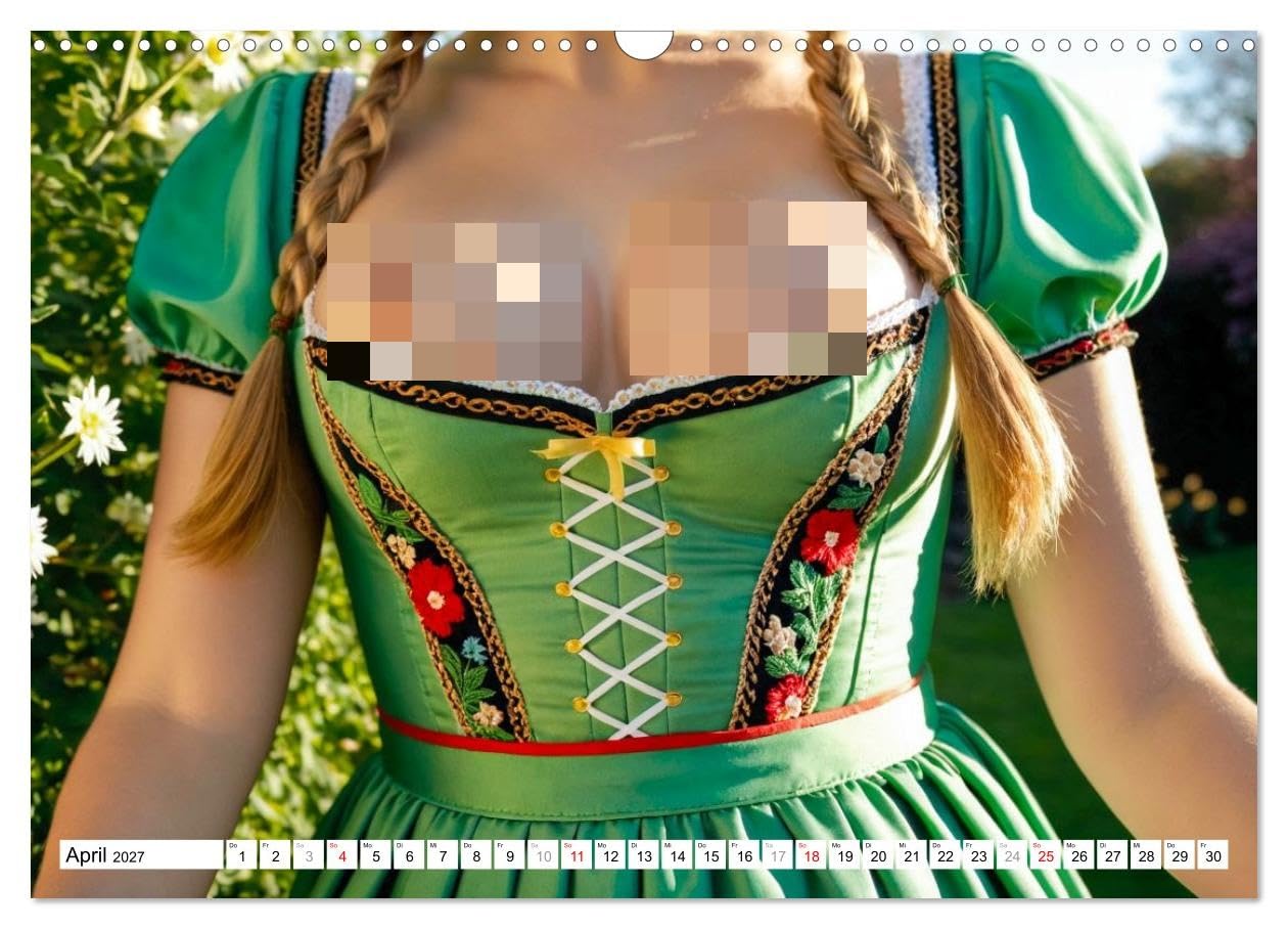 CALVENDO - Holz vor der Hüttn - Frauen mit nackten Brüsten im Dirndl (Wandkalender 2027 DIN A3 quer), Monatskalender: Sexy Frauen aus Bayern zeigen Brüste im Dirndl.