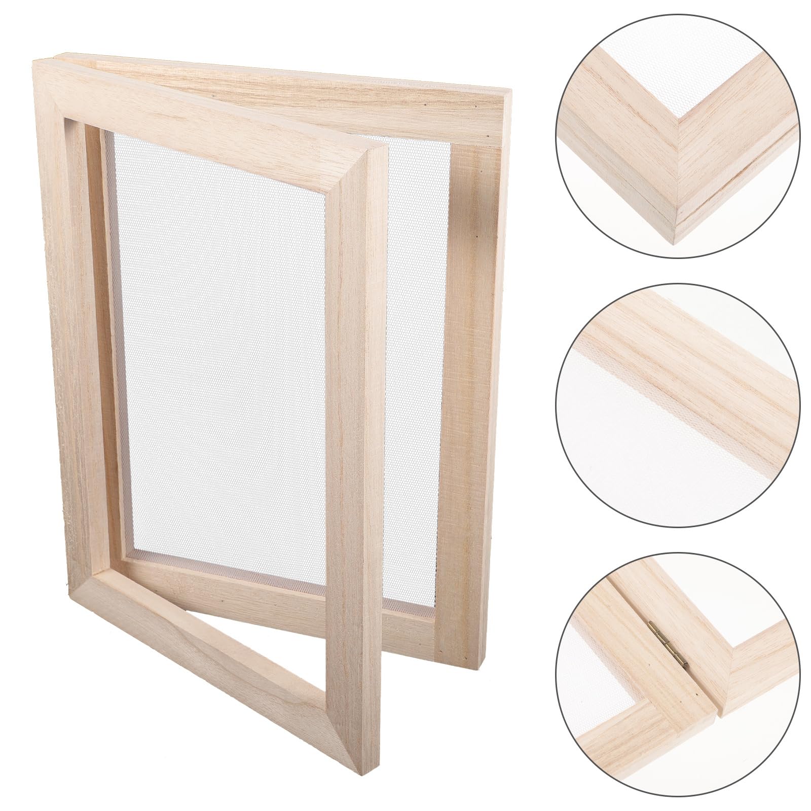 PRETYZOOM Marco De Madera Para Manualidades De Papel 9.84X7.48In Con Malla Resistente Herramienta Educativa Para Niños Fabricación De Papel Artesanal Diy En Casa
