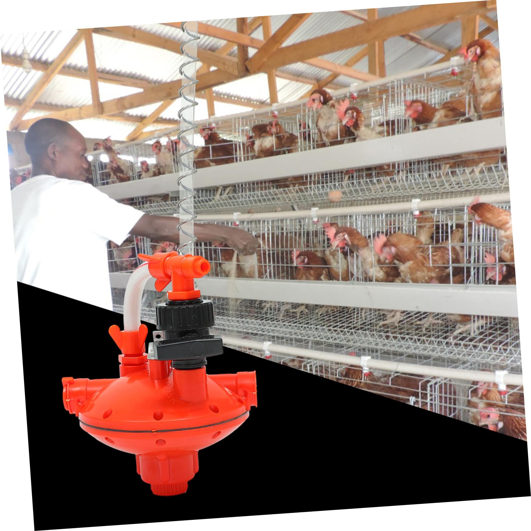 PartyKindom Bebedero para Pollos Regulador de Presión Línea de Agua Rojo Compacto para Gallinero Suministro Avícola Descompresor Automático Práctico para Granja