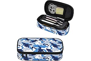 Camo Kids Pencil Case for Boys, Roomy Canvas Pencil Pouch with Multiple Zipper Compartments