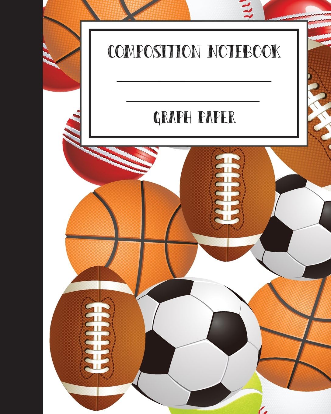 Composition Notebook Graph Paper Grid Basketball Americal Football 8" x 10",120 Pages: Softcover Journal to write in, College Ruled, Boys Kids Teens Workbook for School, Office or Personal Use