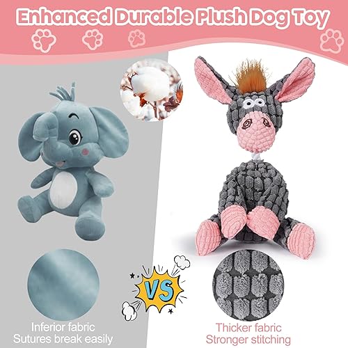 Miniatura 5 de Paquete de 3 juguetes chirriantes para perros para aburrimiento y estimulantes animales de peluche para cachorros pequeños a medianos, lindo relleno