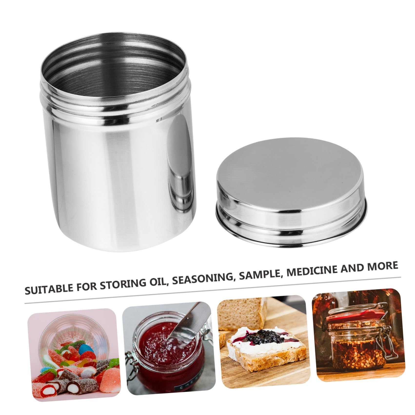 Barattolo in acciaio inox, piccolo come contenitore con tappo a vite, ermeticamente chiuso e in acciaio inox, per riporre la casa e il ristorante