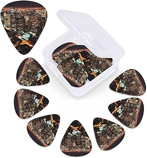 City Lights print Guitar Picks 12 Pack Personalized Guitar Picks with Storage Box Guitar Accessories for Ukulele Electric Acoustic Guitars Bass