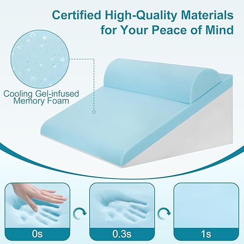 Miniatura 5 de Almohada de cuña de cama para apnea del sueño, 3 almohadas ajustables de cuña plegable de 9 y 12 pulgadas para dormir, alivio del dolor de espalda,