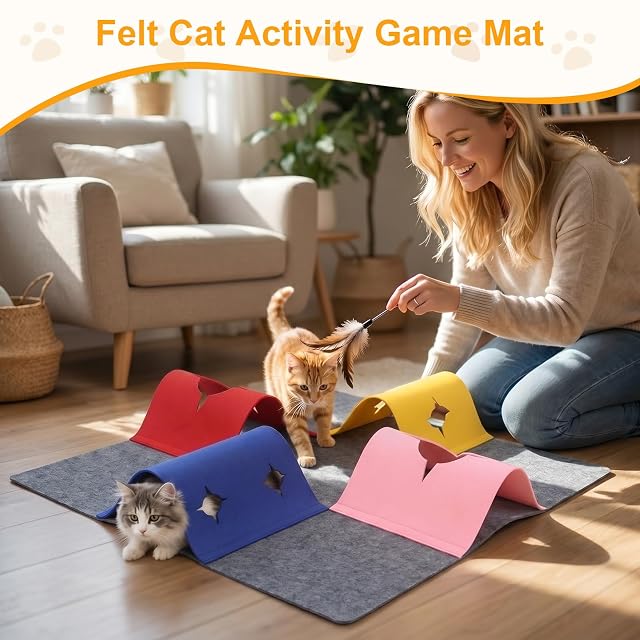 Foto 7 de 7 de Kufeiper Túnel de Fieltro para Gatos,Foldable Felt Pet Activity Mat,Túnel de Juego y Esterilla para Dormir…