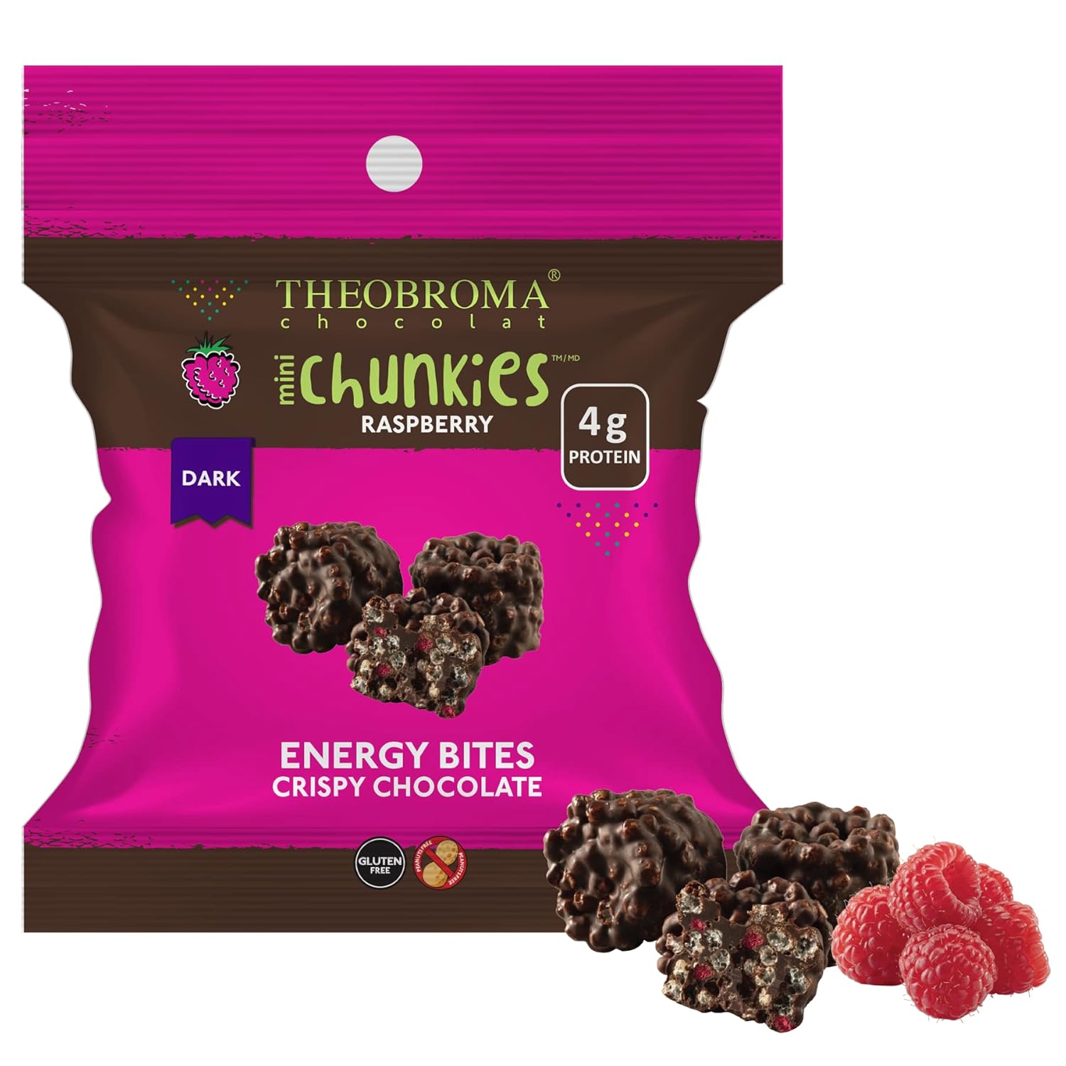 Amazon.com : Theobroma Chunkies - Dark Chocolate 60% Raspberry - Non ...