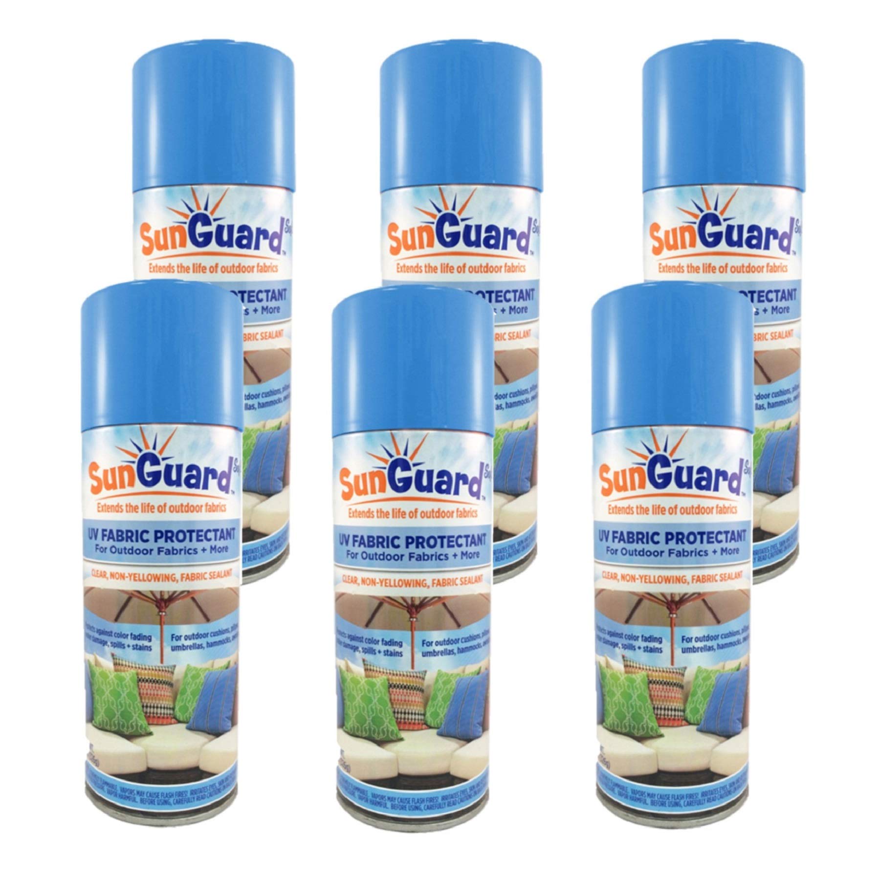 SUNGUARD Fabric UV Protectant and Sealant (6 PACK) Spray for Garden and Home Prevents Fading Spills & Stains