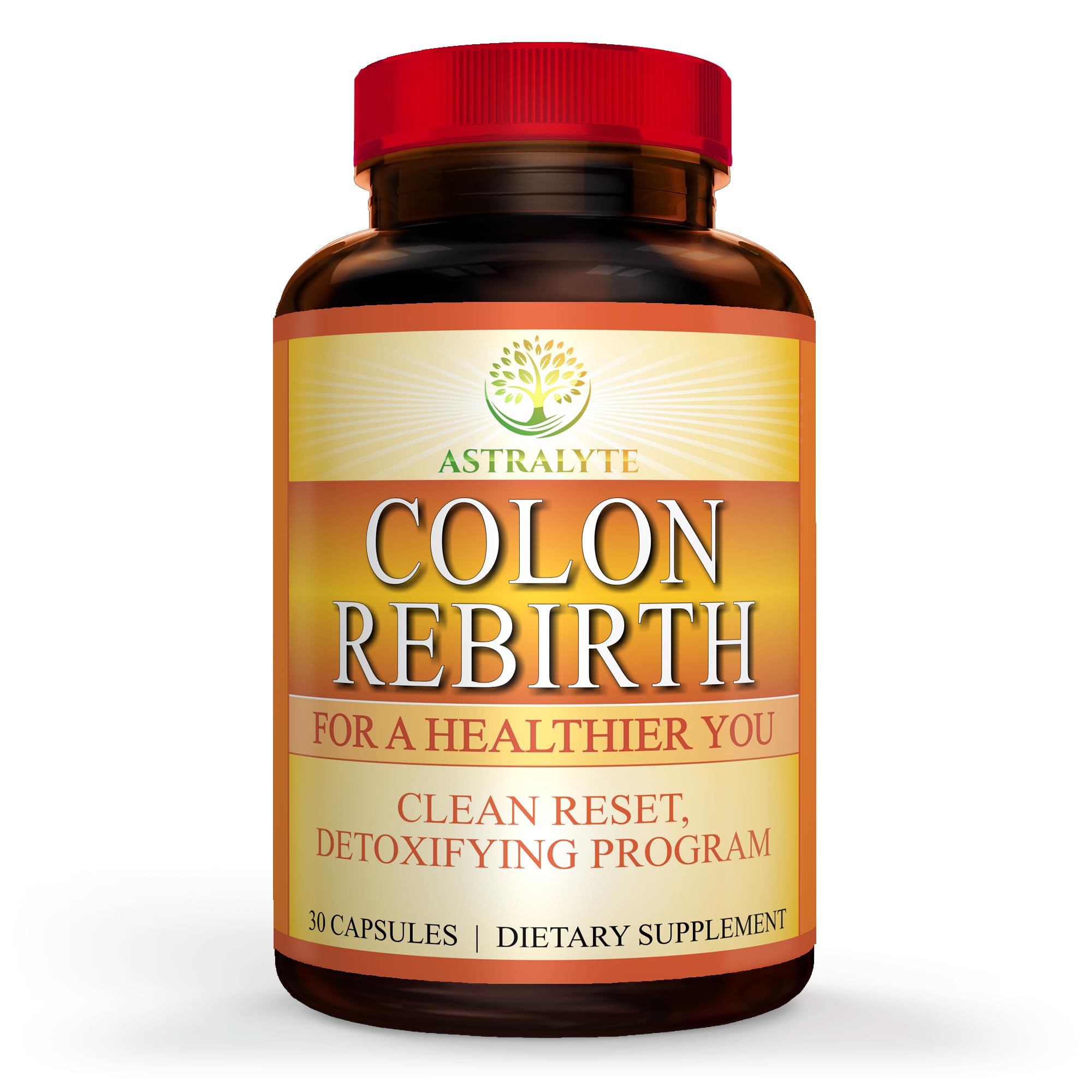 Foto de ASTRALYTE Renacimiento de colon - Clean Reset - Programa de desintoxicación de colon - CASCARA Sagrada- Hoja de sena - Cáscara de PSYLLIUM - Linaza - Aloe Vera - Estimulador del intestino inferior (imagen 1)