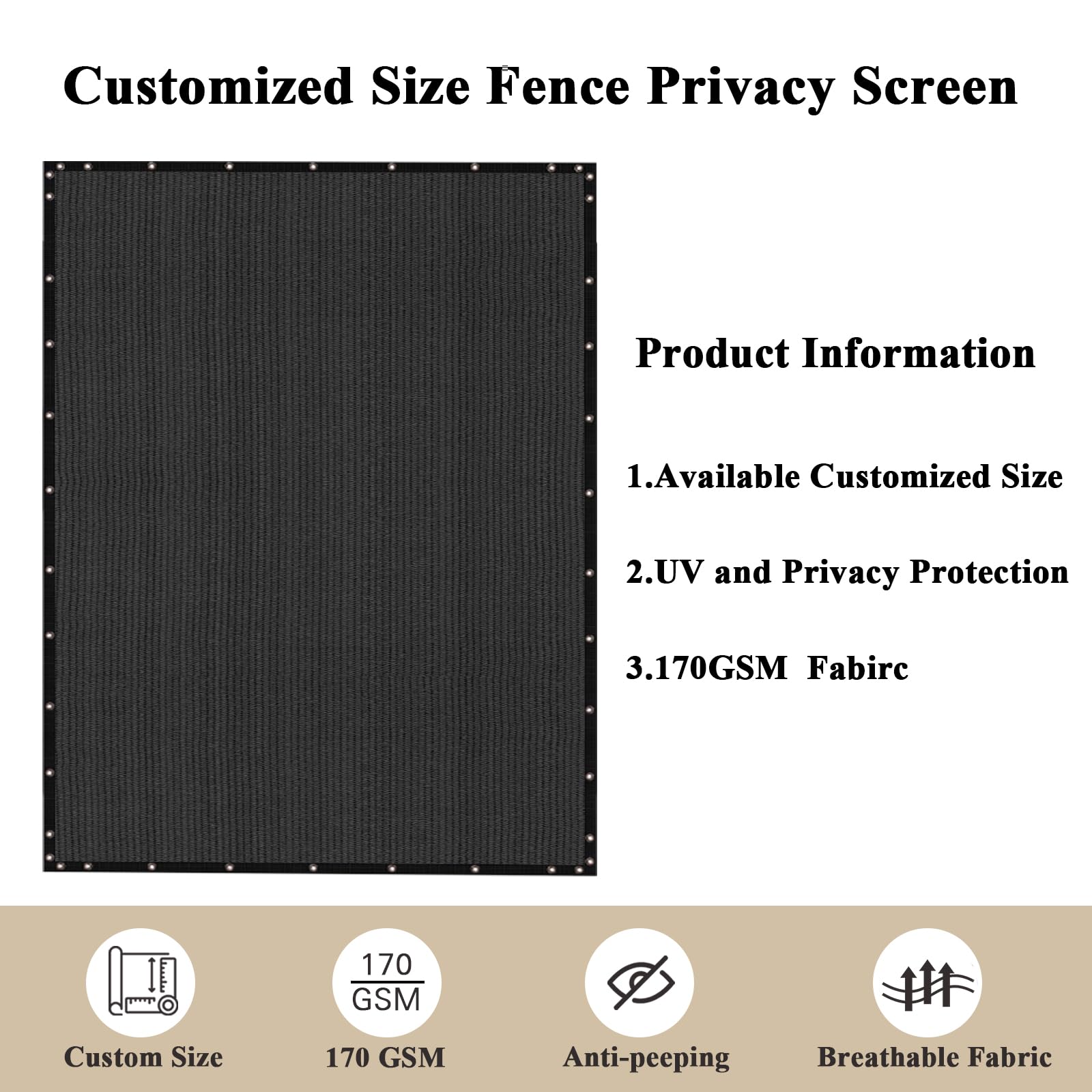 Cisvio 8'X249' Privacy Screen Fence 90% Blockage Custom Size Heavy Duty Protective Covering Mesh Fencing for Outdoor Patio Lawn Garden Balcony Black
